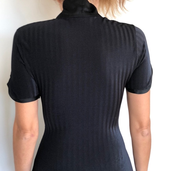 Asian-inspired fitted black cocktail dress. - Picture 3 of 9